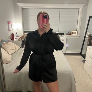 Stylish Black Button-Up Dress